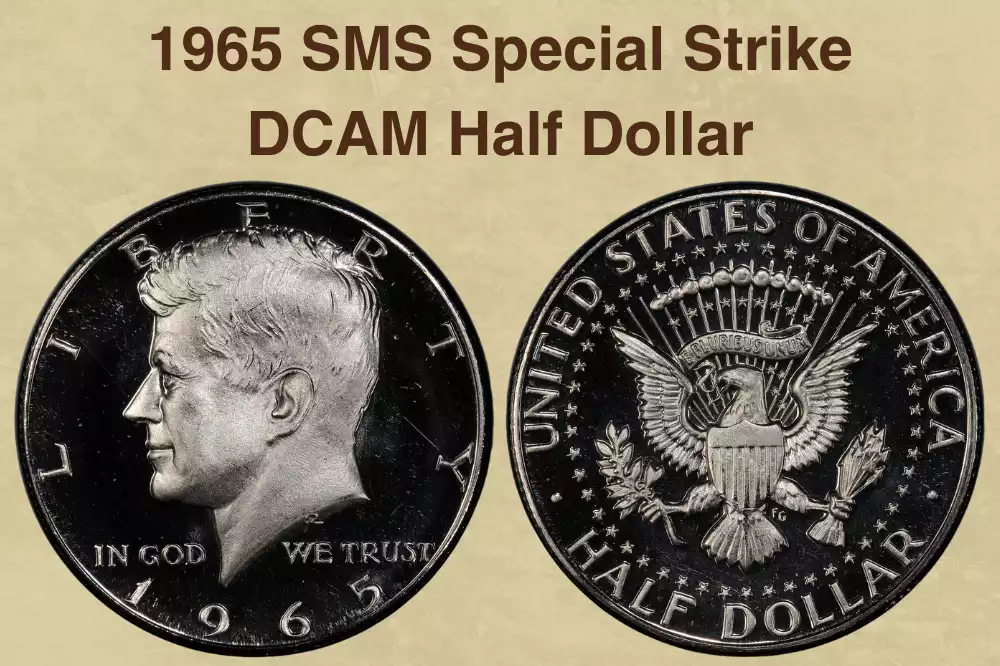1965 SMS Kennedy half dollar Deep Cameo obverse showing heavy frosted portrait against mirror fields